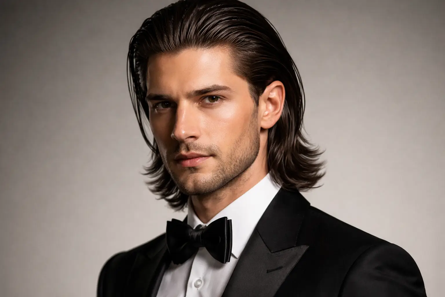 Slicked Back Medium Hair