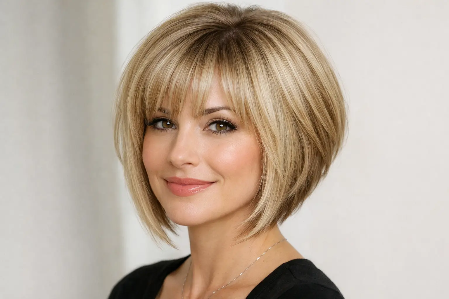Stacked Bob with Bangs