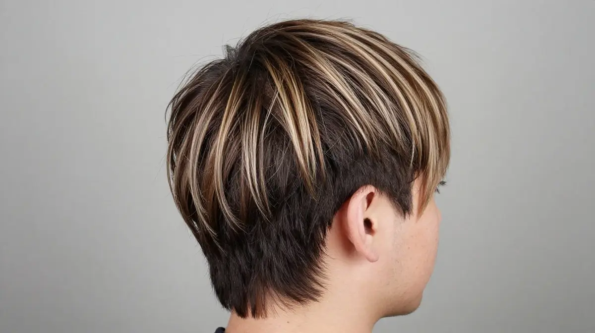 Subtle Mullet with Color and Highlights