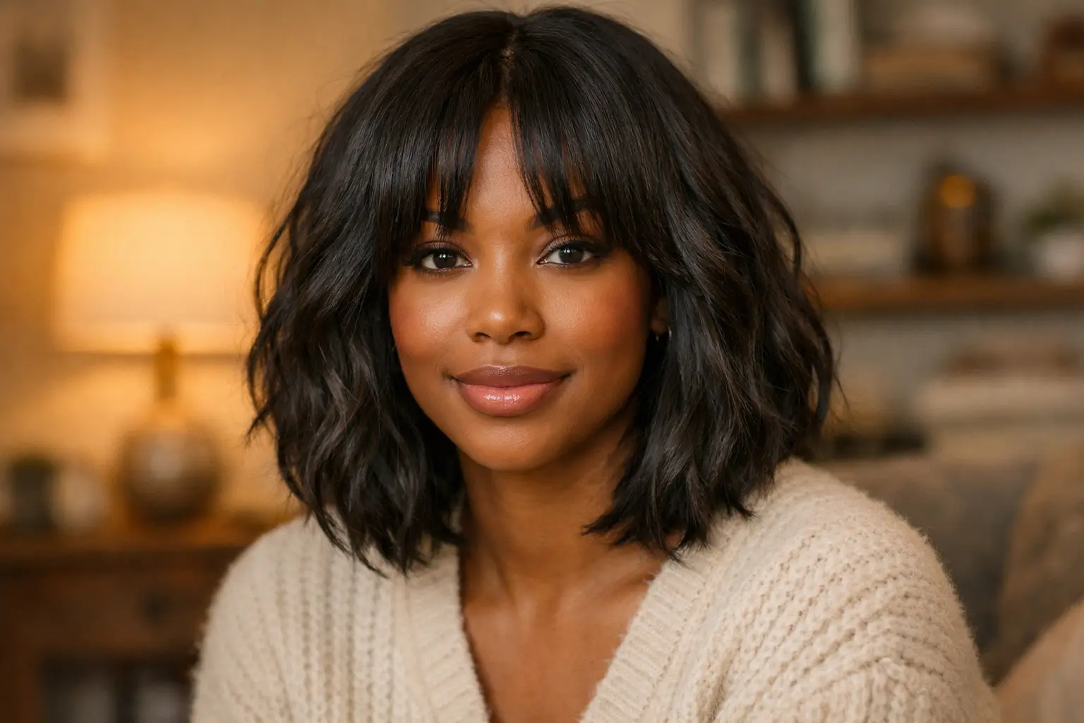 Textured Bob with Curtain Bangs