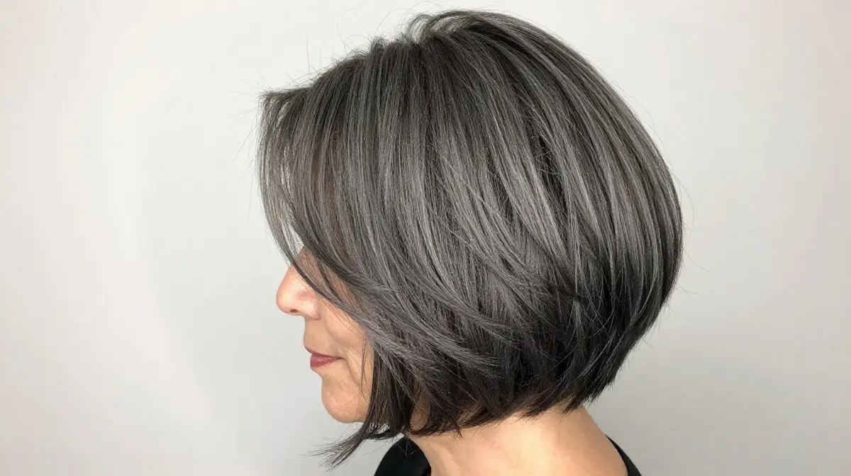 Textured Medium Bob with Gray Highlights
