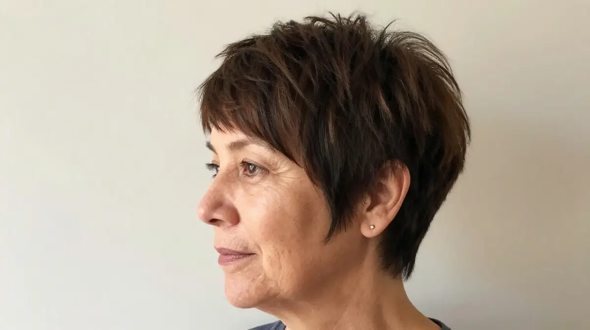 Textured Pixie with Side Swept Fringe
