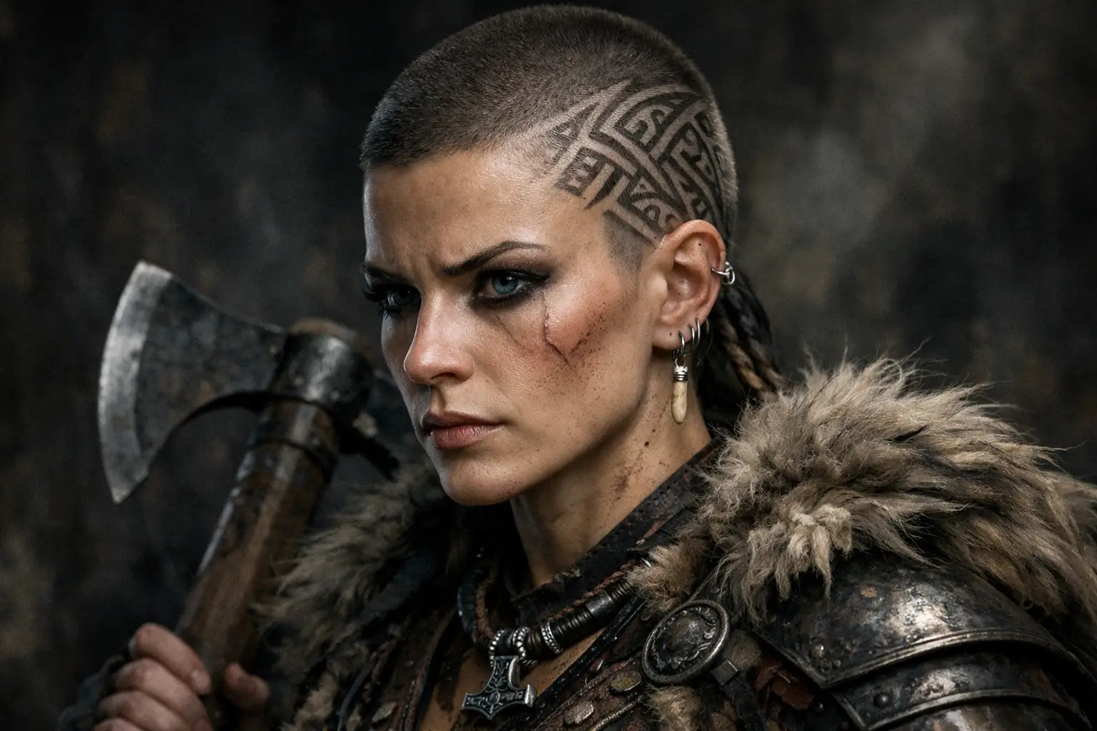 Viking Buzz Cut with Design