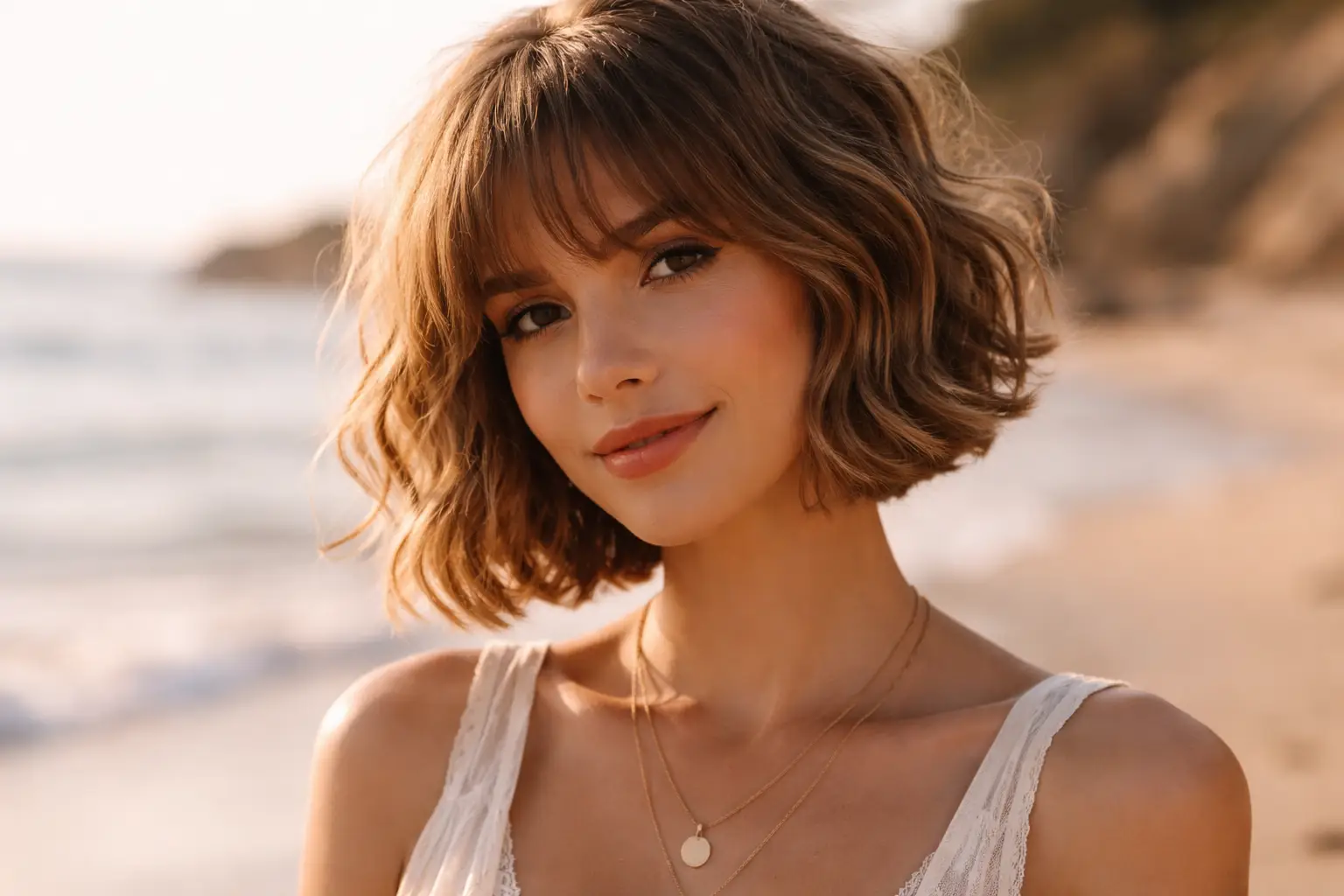Wavy Bob with Bangs