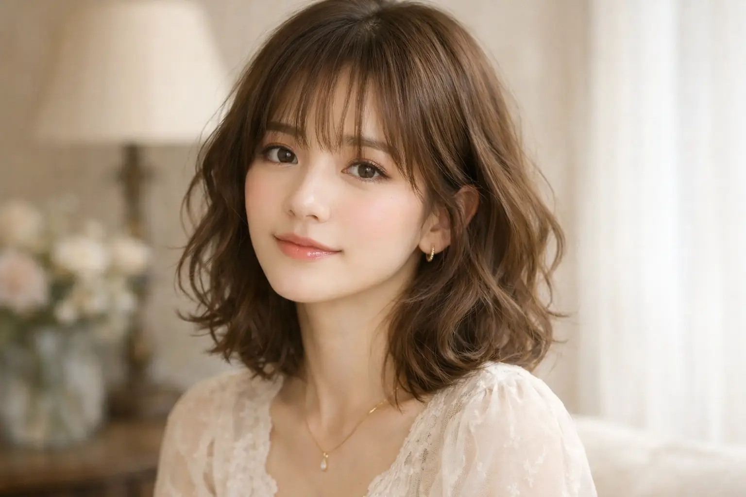 Wavy Hair with Wispy Bangs
