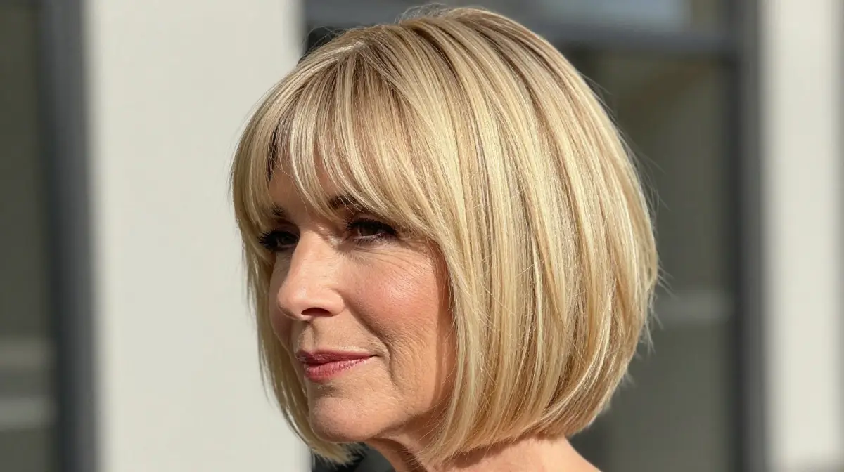 A-Line Bob with Bangs for Heart-Shaped Faces
