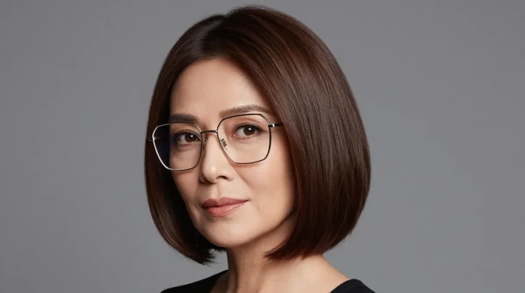 Angled Bob with Glasses for Women Over 50