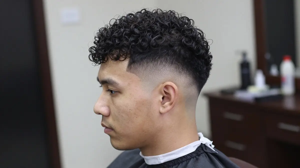 Bald Fade with Curly Hair