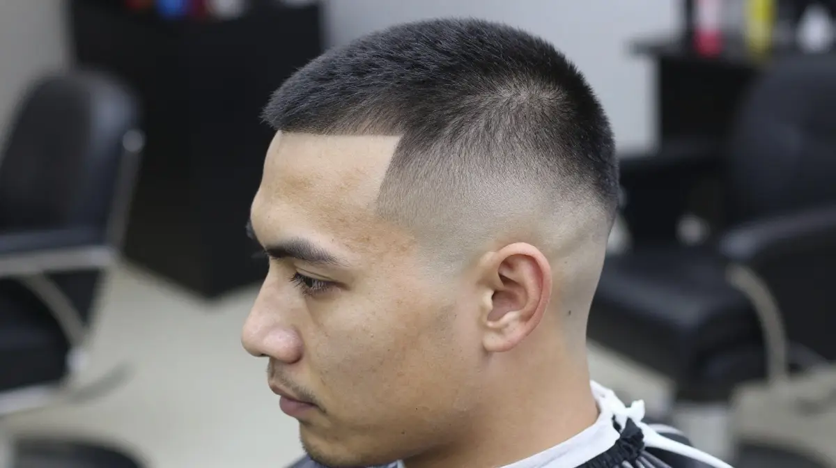 Bald Fade with Hard Part