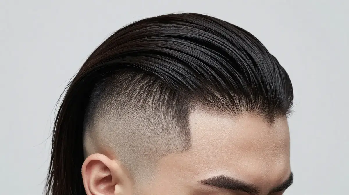 Bald Fade with Long Straight Top