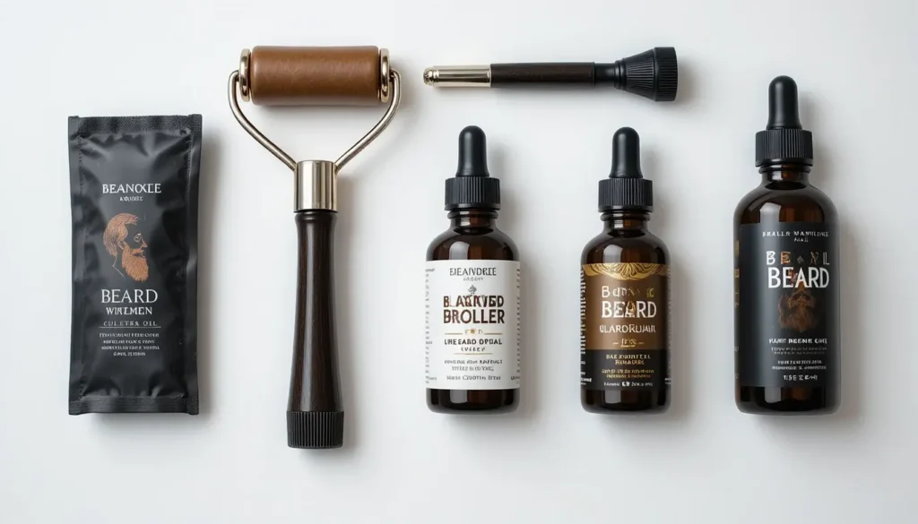 Beard Roller Combined with Beard Growth Products