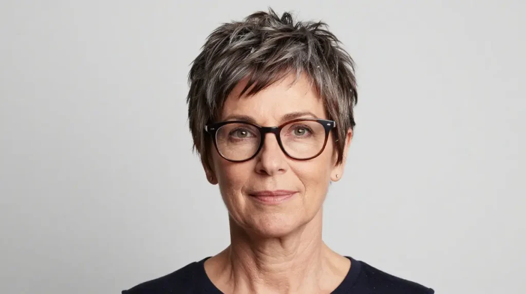 Bixie Cut with Glasses for Women Over 50