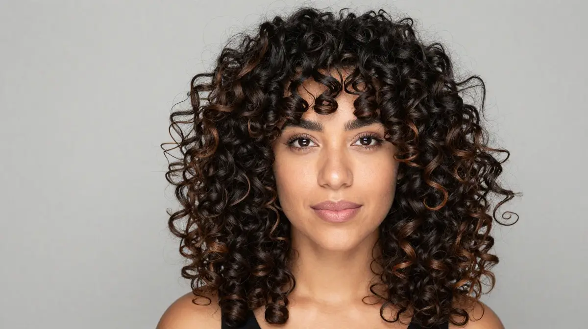 Black Hair Brown Highlights on Curly Hair
