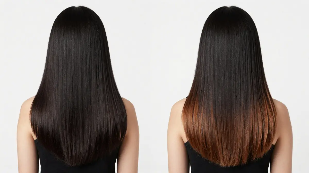 Black Hair with Light Brown Tips