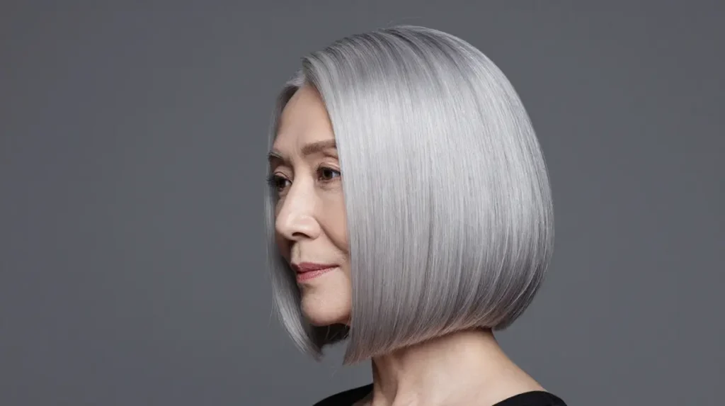 Blunt Lob with Silver or Gray Hair
