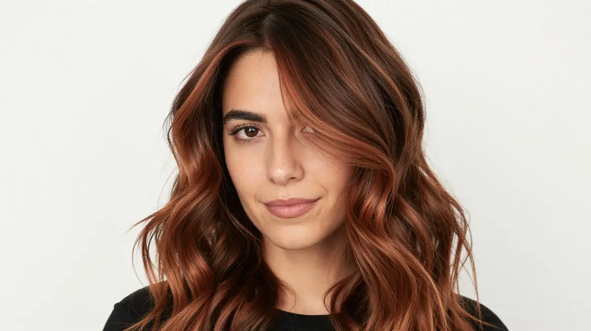 Brunette with Copper Highlights
