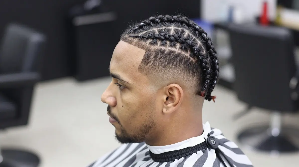 Burst Fade with Braids
