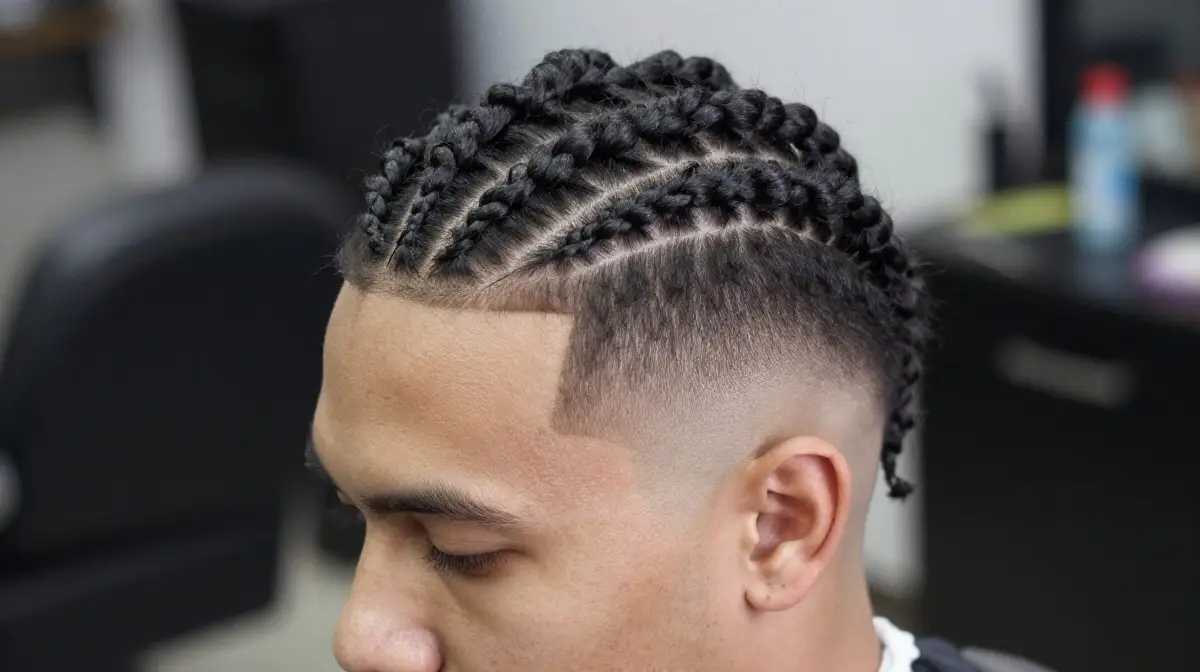 Burst Fade with Cornrows