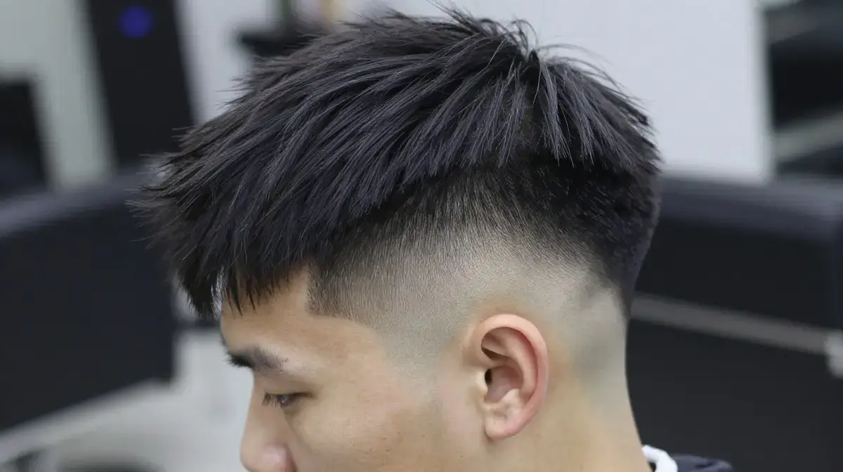 Burst Fade with Straight Hair Top
