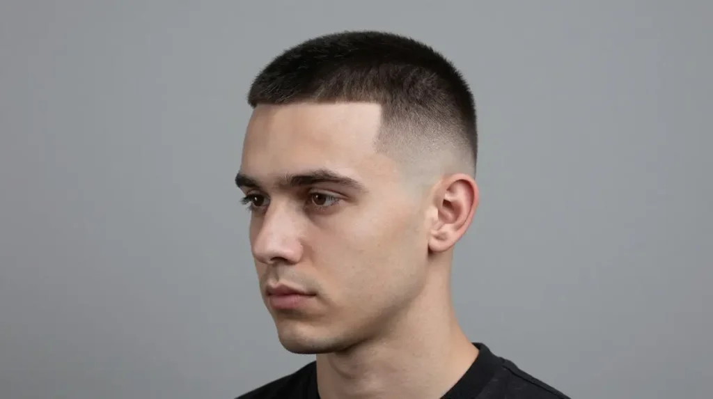 Buzz Cut with Faded Sides for Diamond Face