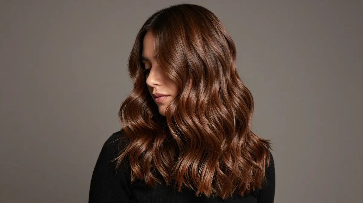 Caramel Balayage on Dark Hair with Gloss