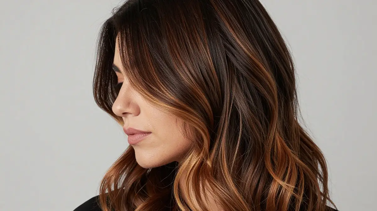 Caramel Balayage on Jet Black Hair