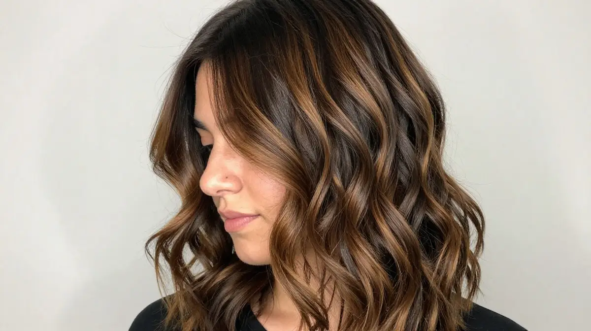 Caramel Highlights on Jet Black Hair