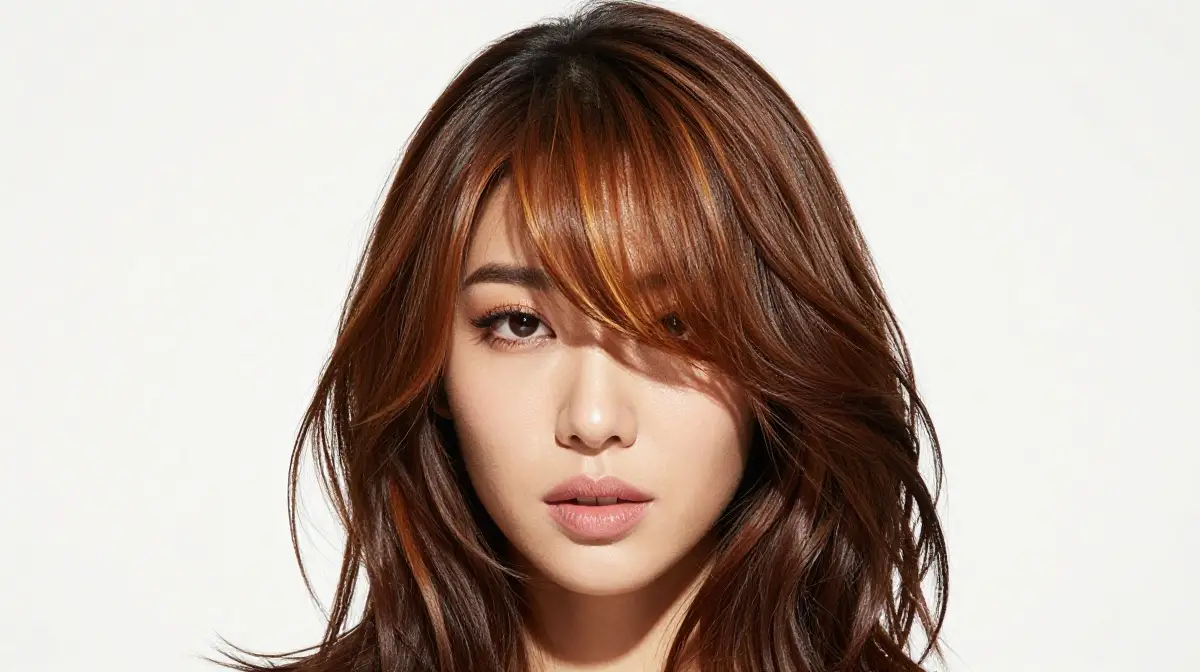 Caramel Money Piece on Dark Hair