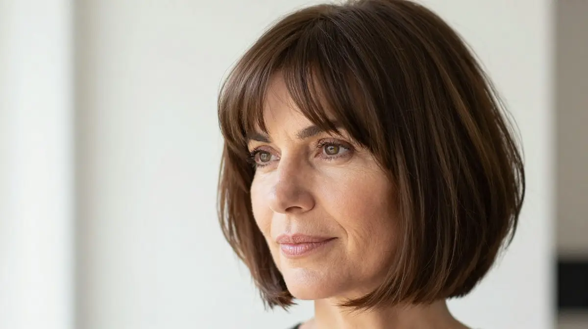 Chin Length Bob with Blunt Bangs