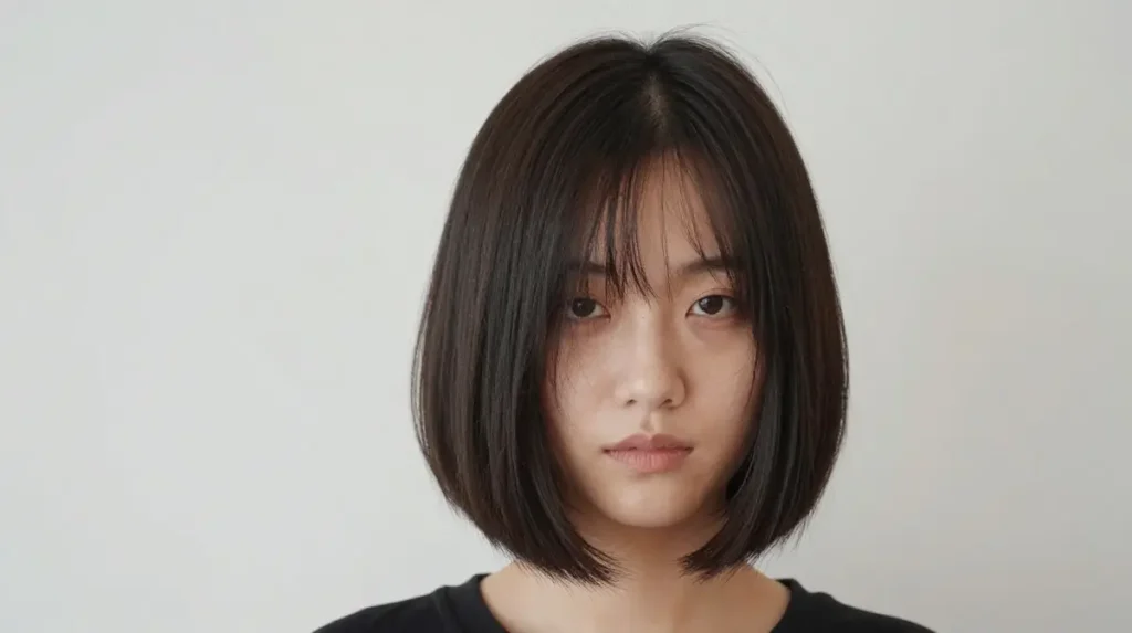 Choppy Bob with Curtain Part and No Bangs