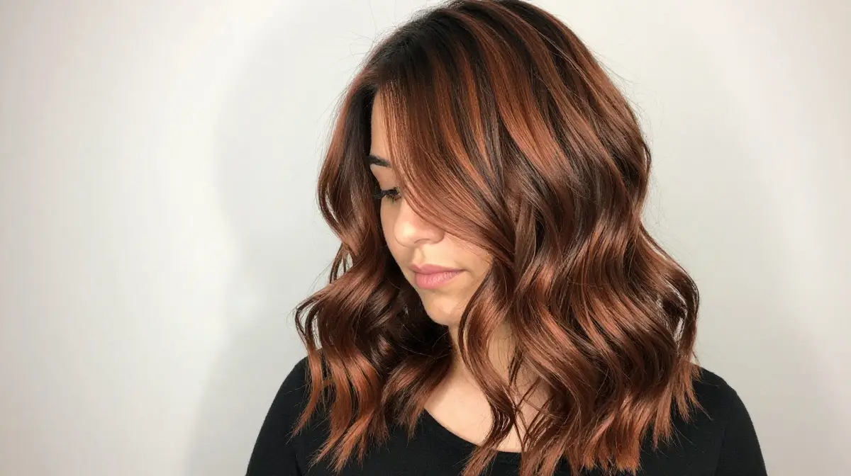 Copper Balayage on Dark Brunette