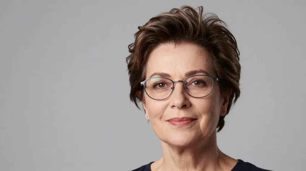 Crown Volume Short Style with Glasses for Women Over 50