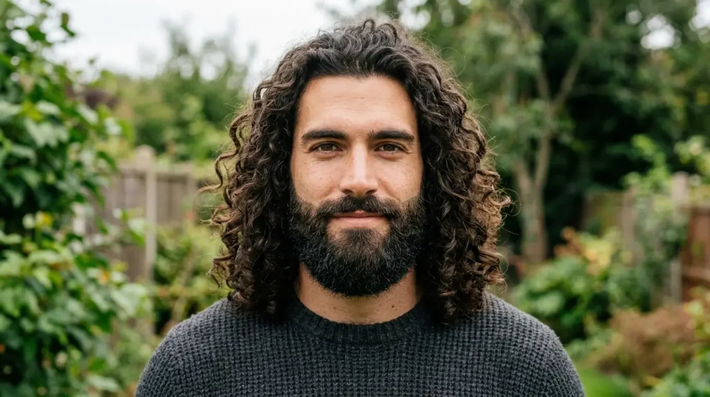 Curly Hair with Beard