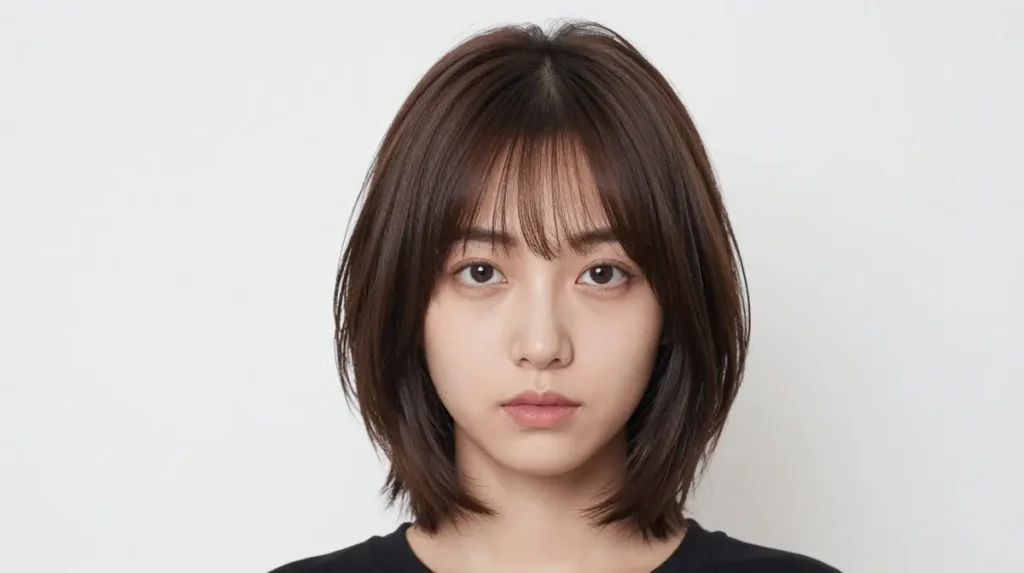 Curtain Bangs with Short Layered Cut Round Face
