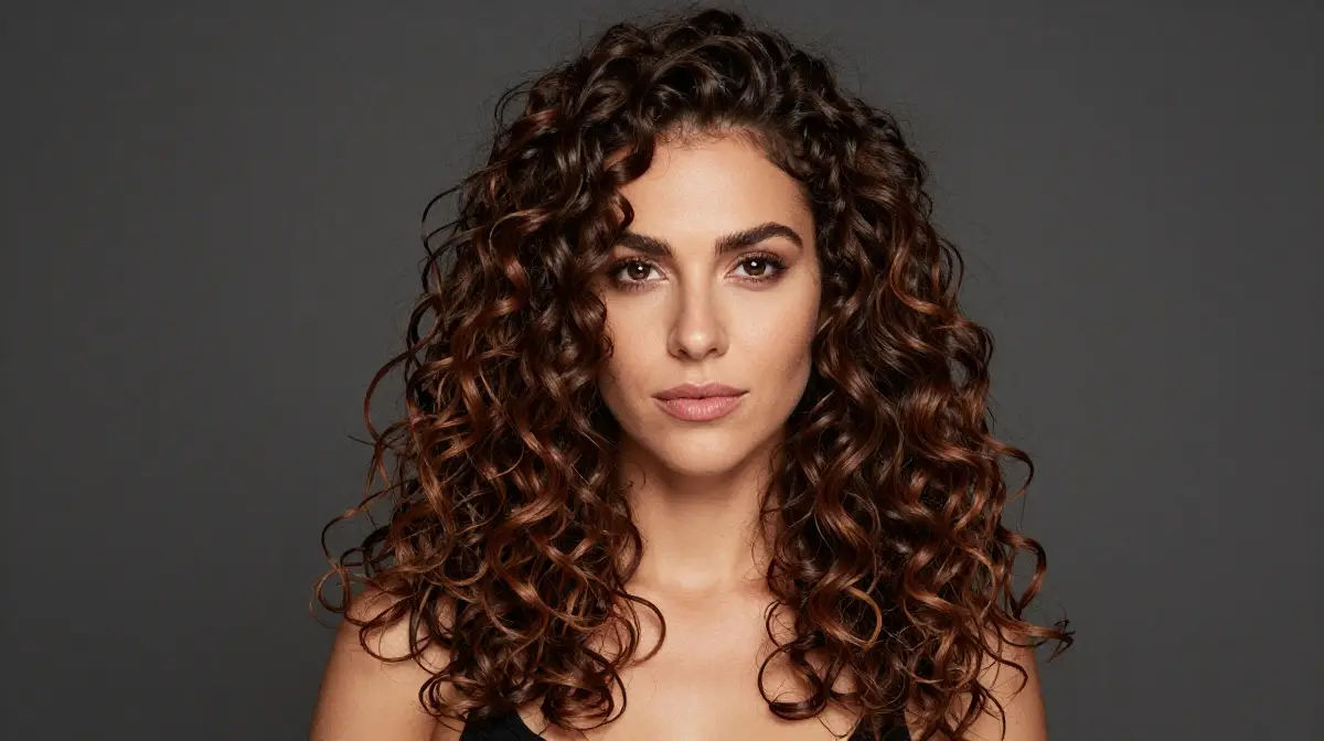 Dark Caramel Balayage for Curly Hair
