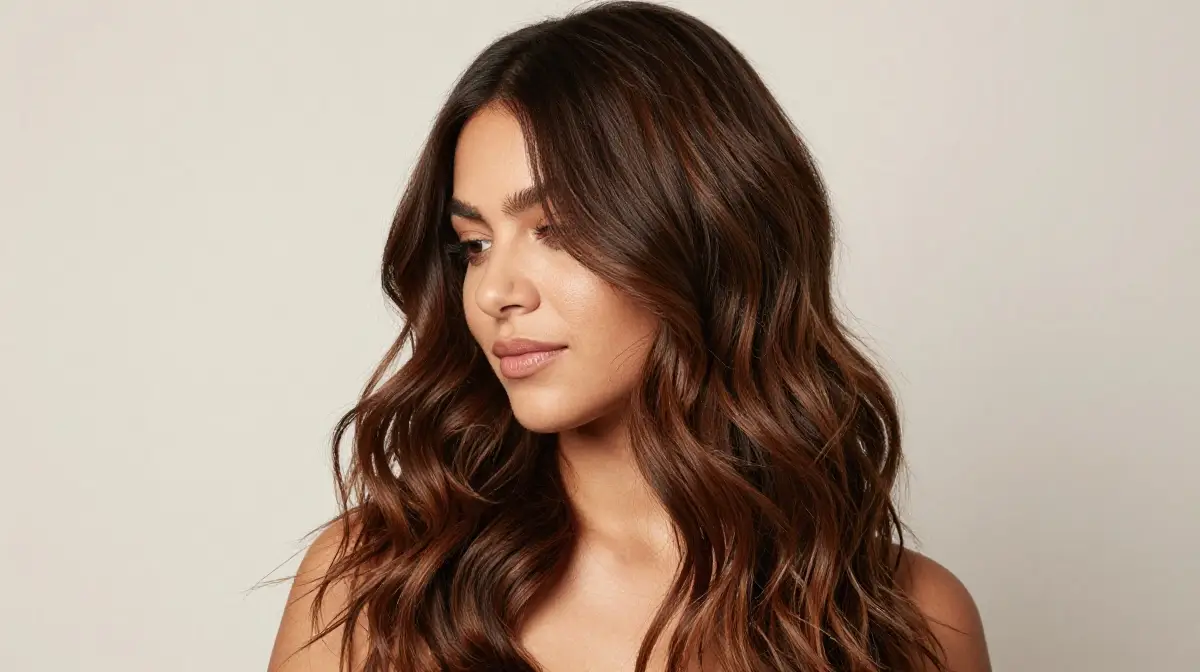 Dark Caramel Balayage for Wavy Hair