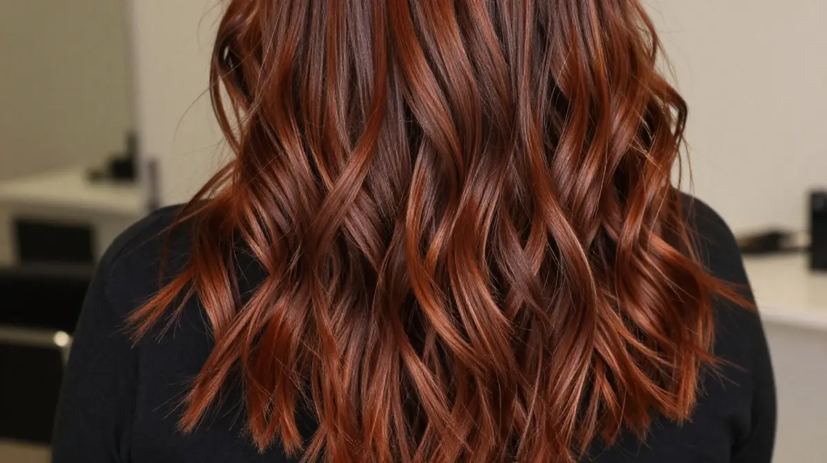 Dark Caramel Balayage with Copper Ribbons