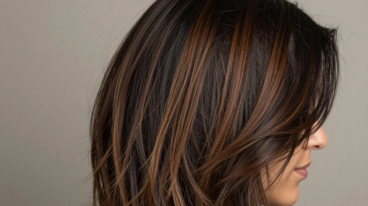Dimensional Brown on Black Hair