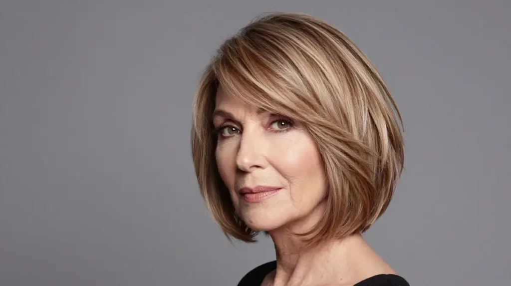 Feathered Layered Bob for Fine Hair at 60