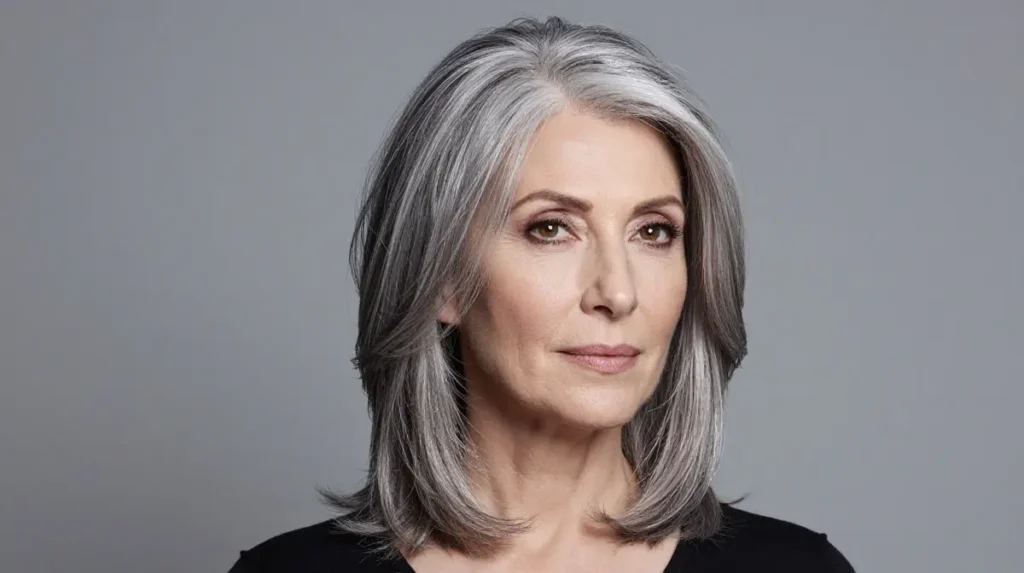 Gray Hair Layered Style for Thin Hair Over 50