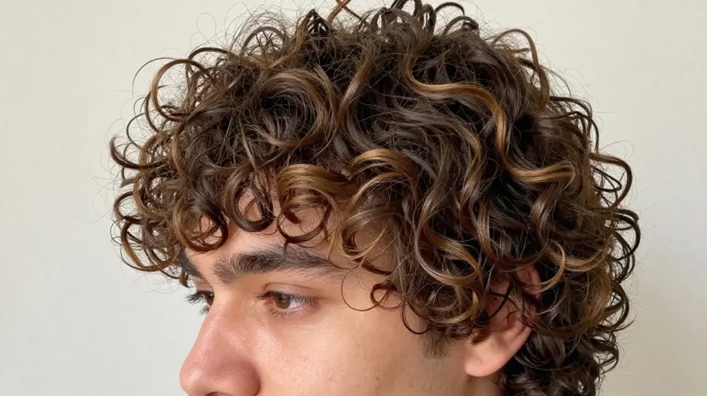 Highlights on Curly Hair Men