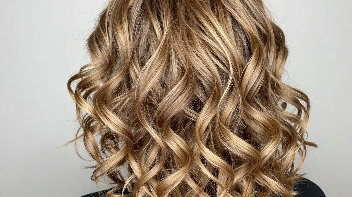 Highlights on Wavy and Curly Dirty Blonde Hair