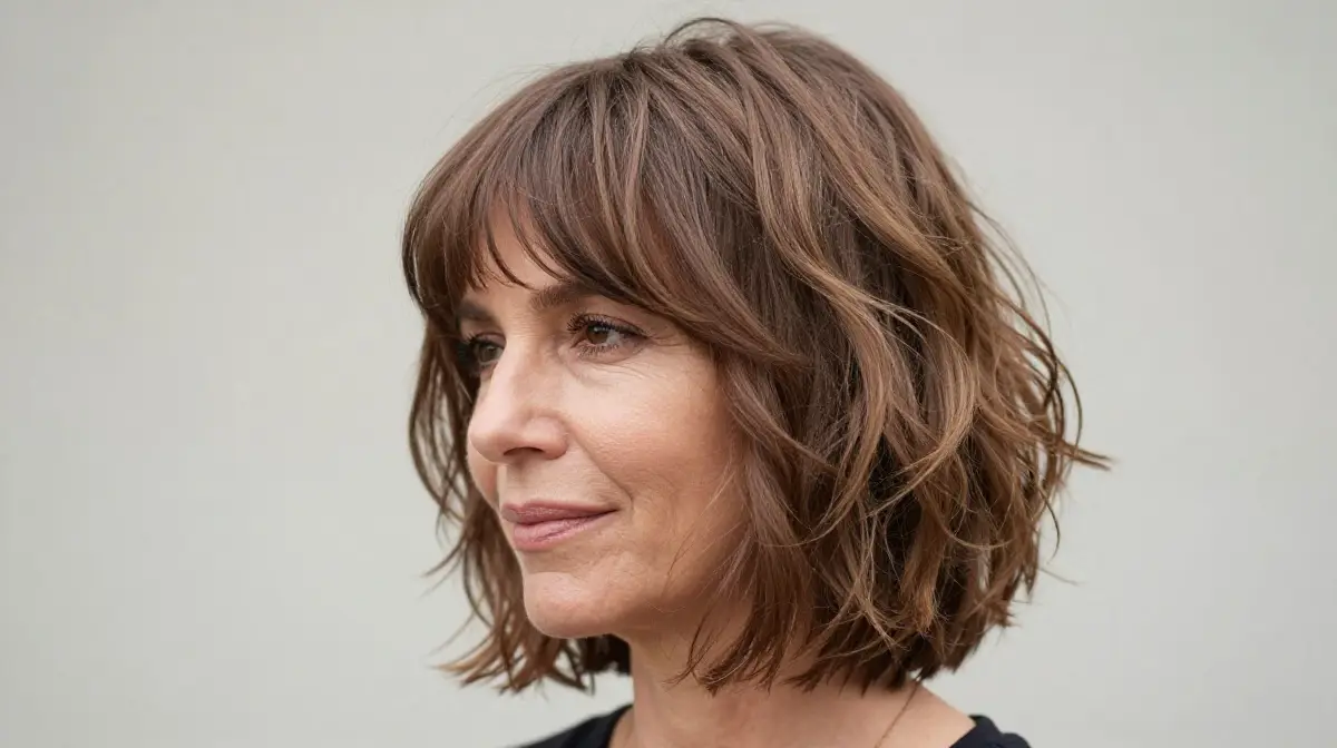 Layered Bob for Curly Hair Over 50