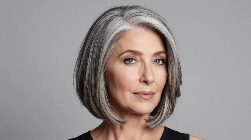 Layered Bob for Natural Gray Hair