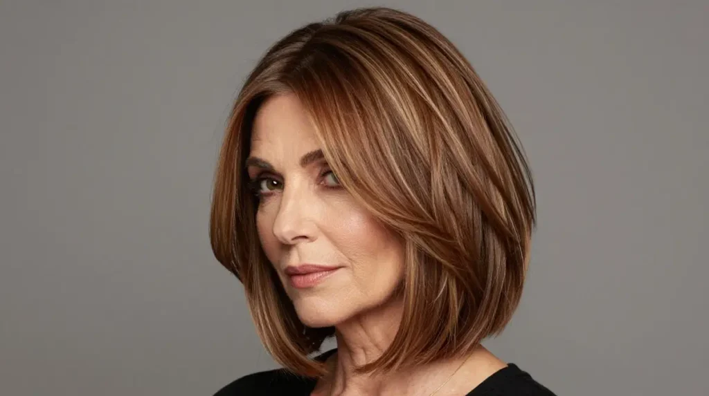 Layered Bob with Balayage for Thin Hair Over 50