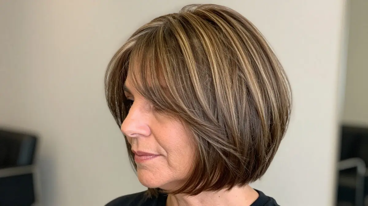 Layered Bob with Balayage for Women Over 50