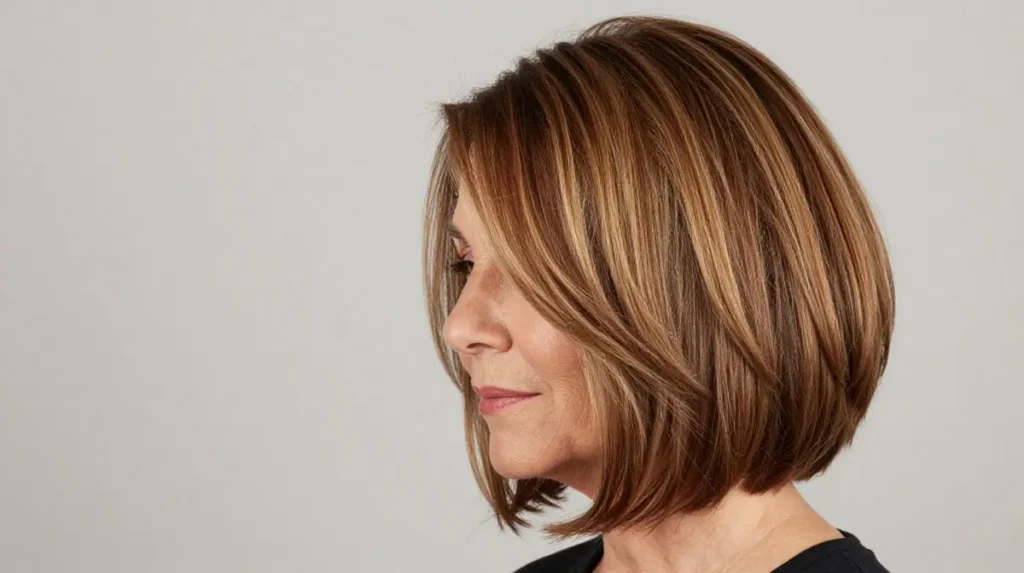 Layered Bob with Balayage for Women Over 60