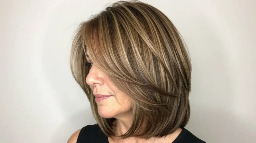 Layered Hairstyle with Highlights for Volume