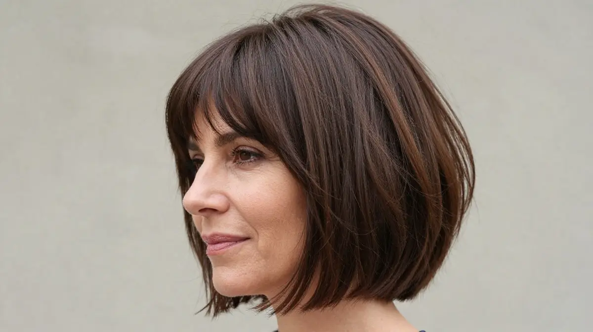 Layered Lob with Bangs for Longer Preferences