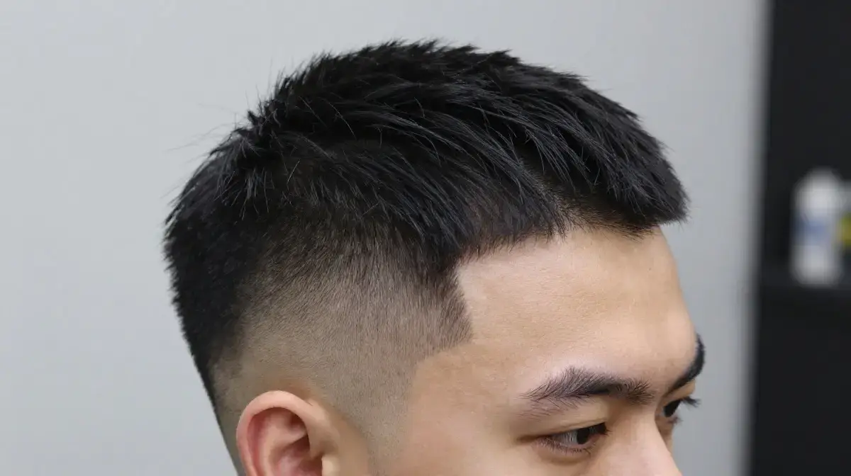 Low Taper Fade with Natural Straight Part